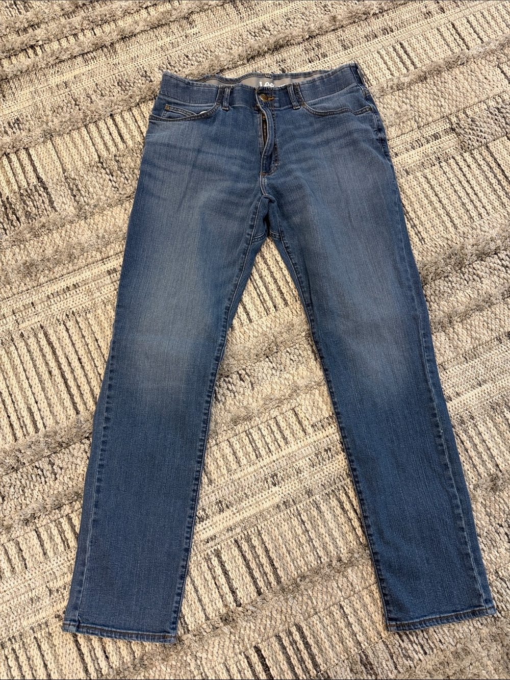 Lee Men's Straight Taper Stretch Jeans Medium Blue 36x34 Denim Pants